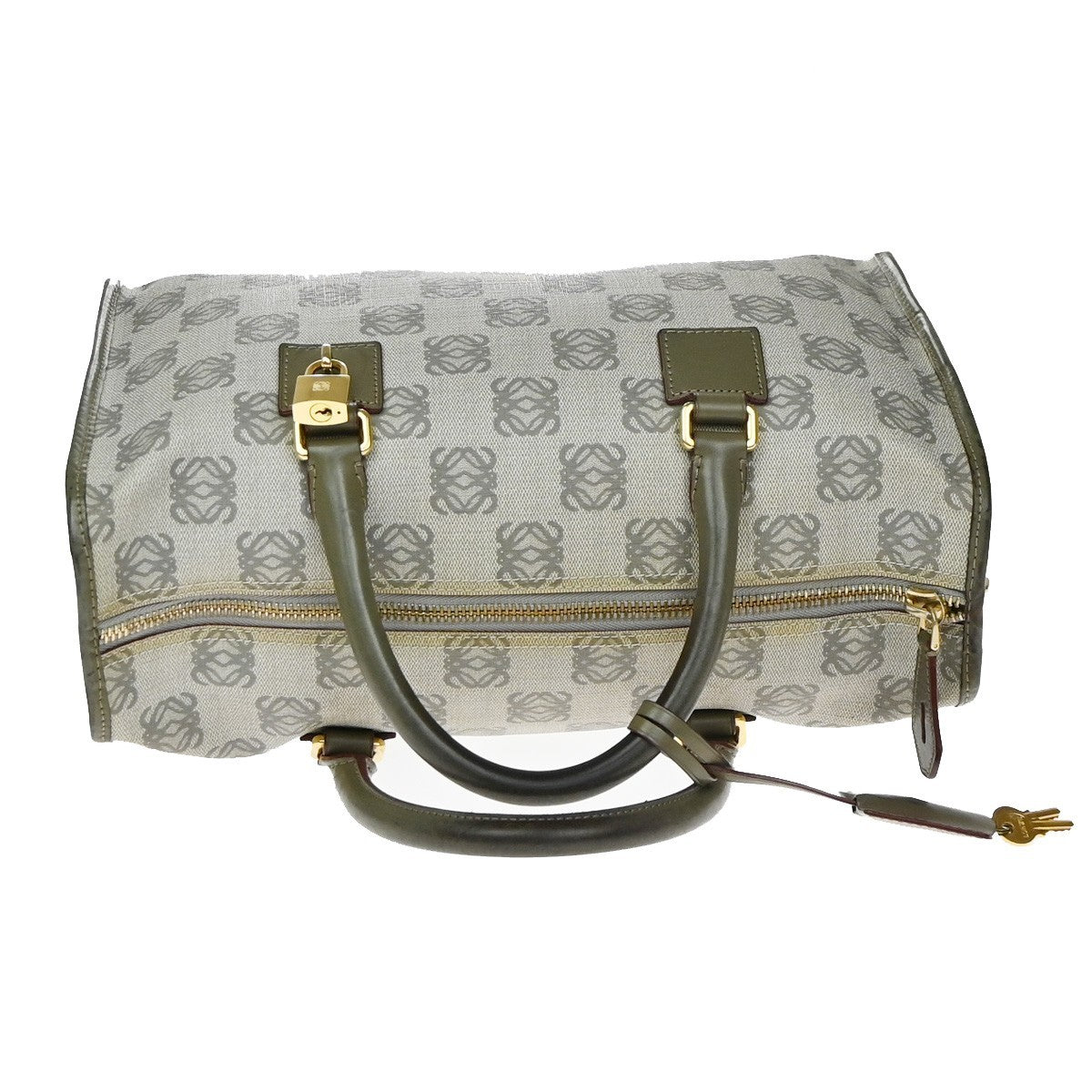 LOEWE Logo AMAZONA Anagram Pattern Hand Bag PVC Leather Gray GHW Spain 35YH954