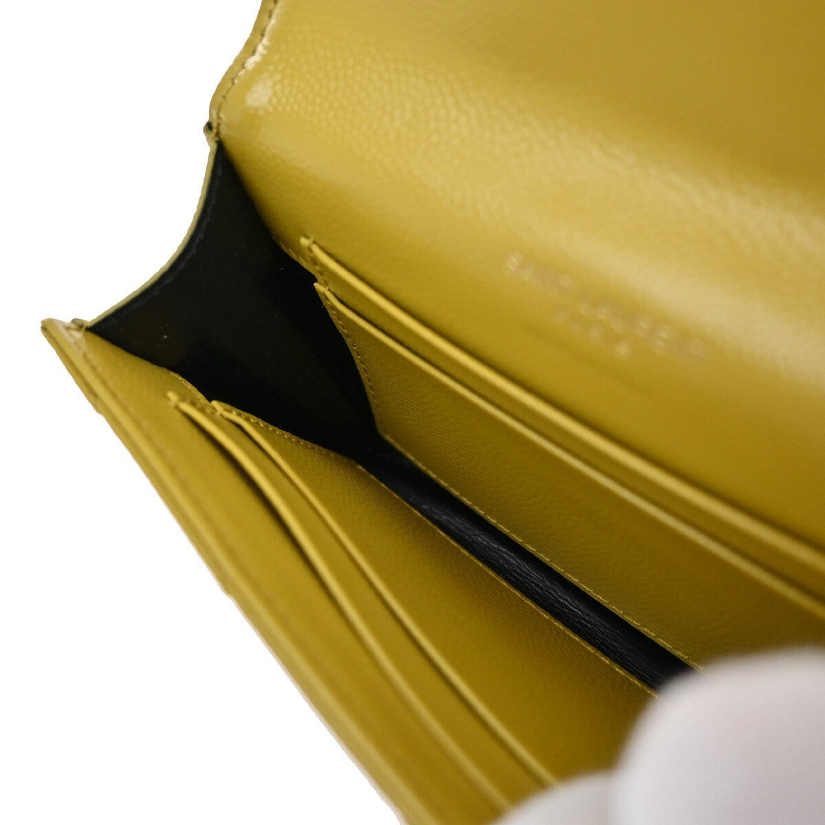 SAINT LAURENT YSL Logo Compact Bifold Wallet Leather Yellow GHW 85RF304