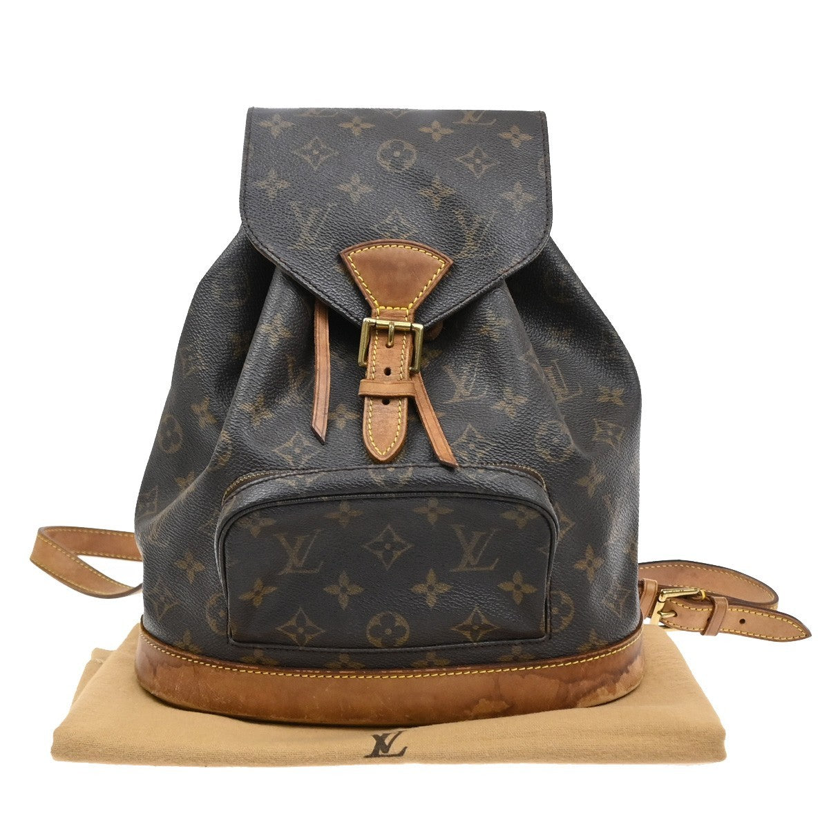 LOUIS VUITTON Montsouris MM Backpack Bag Monogram Leather Brown M51136 18SA126