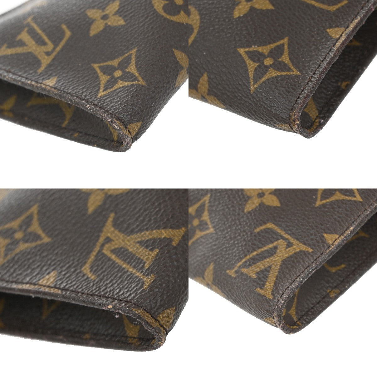 LOUIS VUITTON LV Logo Bucket GM Pouch Bag Monogram Leather Brown Gold 02YJ222