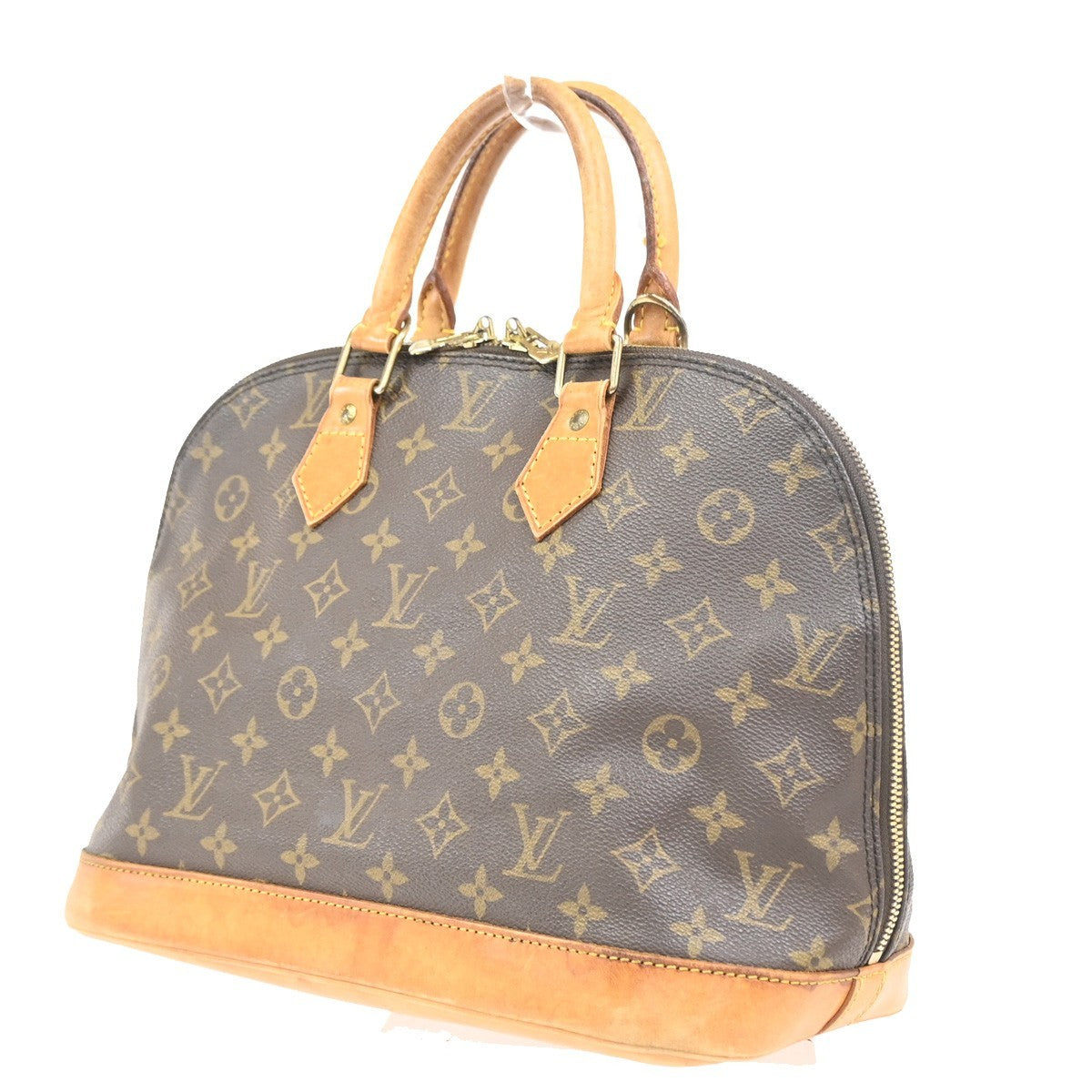 LOUIS VUITTON LV Logo Alma Hand Bag Monogram Leather Brown France M51130 33SA032