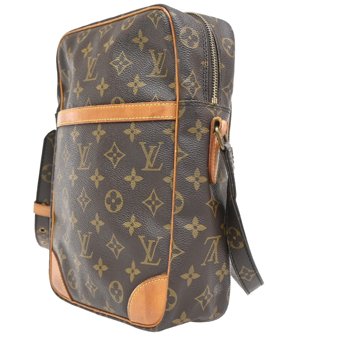 LOUIS VUITTON Logo Danube MM Shoulder Bag Monogram Leather Brown M45264 31KB403