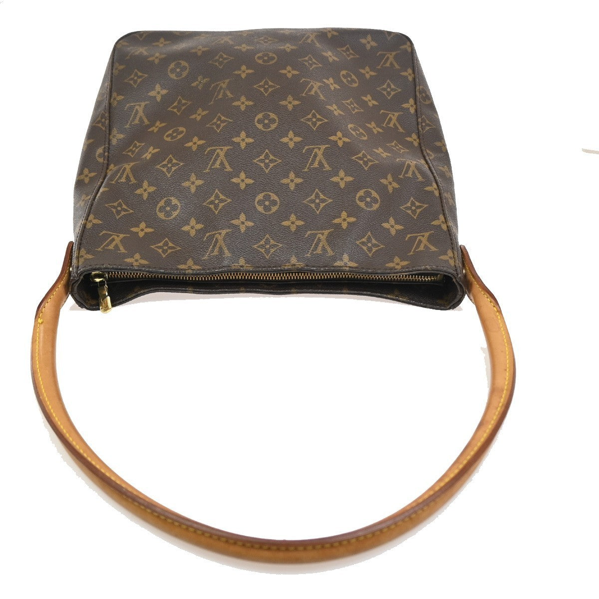 LOUIS VUITTON Logo Looping GM Shoulder Bag Monogram Leather Brown M51145 11CA656
