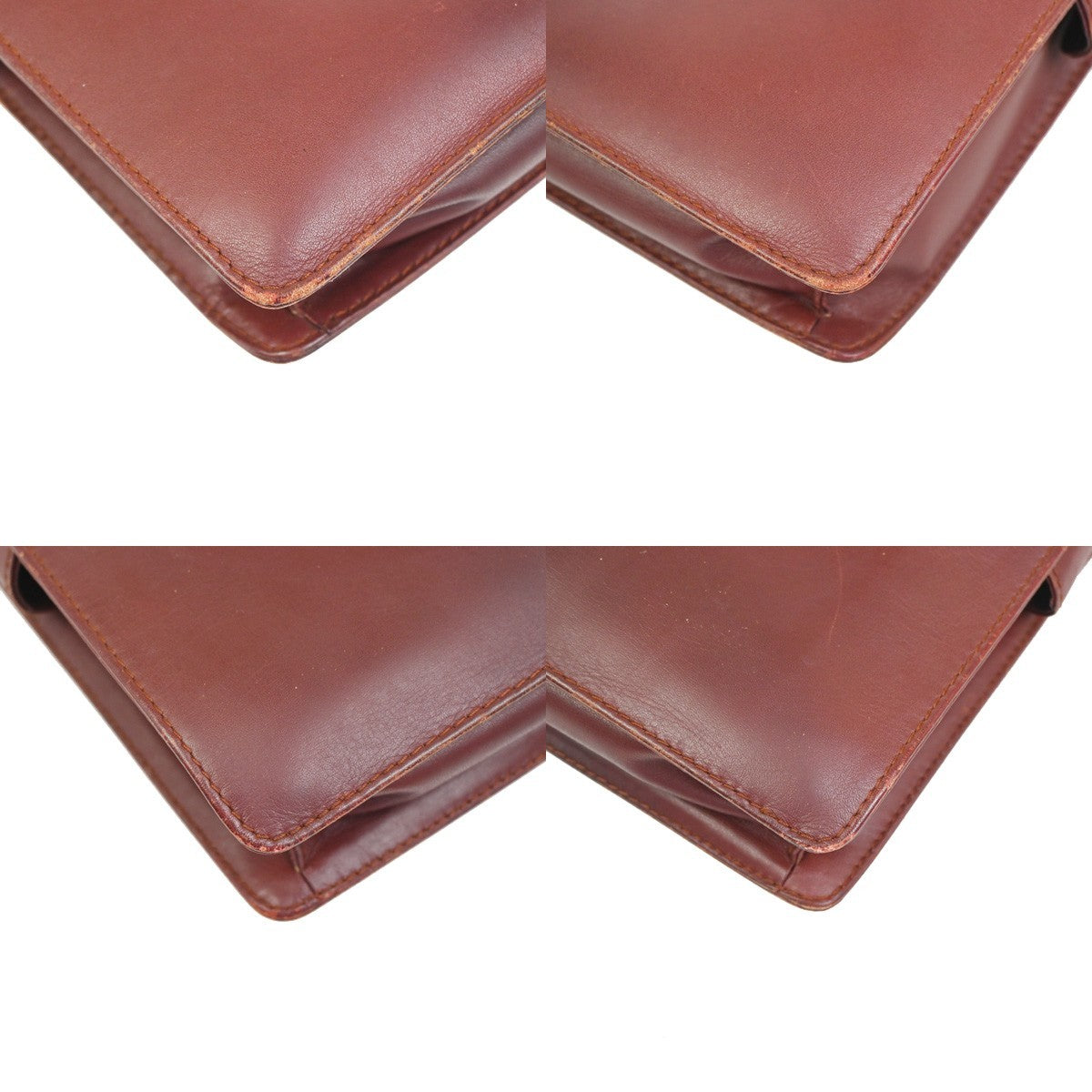 MUST DE CARTIER 2C Logo Clutch Hand Bag Leather Red Burgundy GHW 08KD023