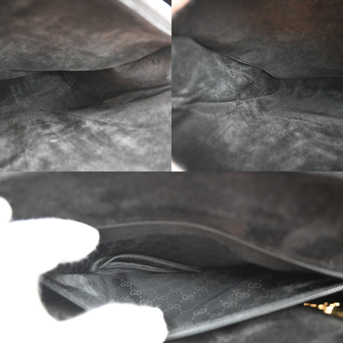 GUCCI Logo 2Way Shoulder Hand Bag Leather Black GHW Italy 12YJ154