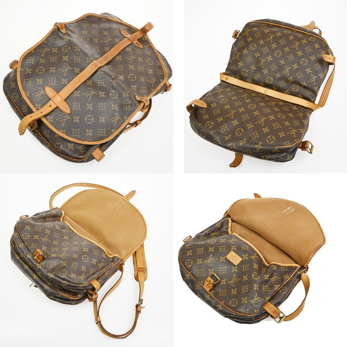 LOUIS VUITTON Logo Saumur 30 Shoulder Bag Monogram Leather Brown M42256 34CA957