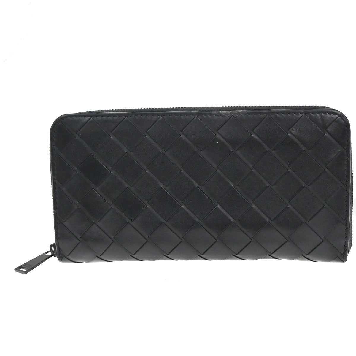 BOTTEGA VENETA Logo Intrecciato Zip Around Long Wallet Leather Black 65KC209