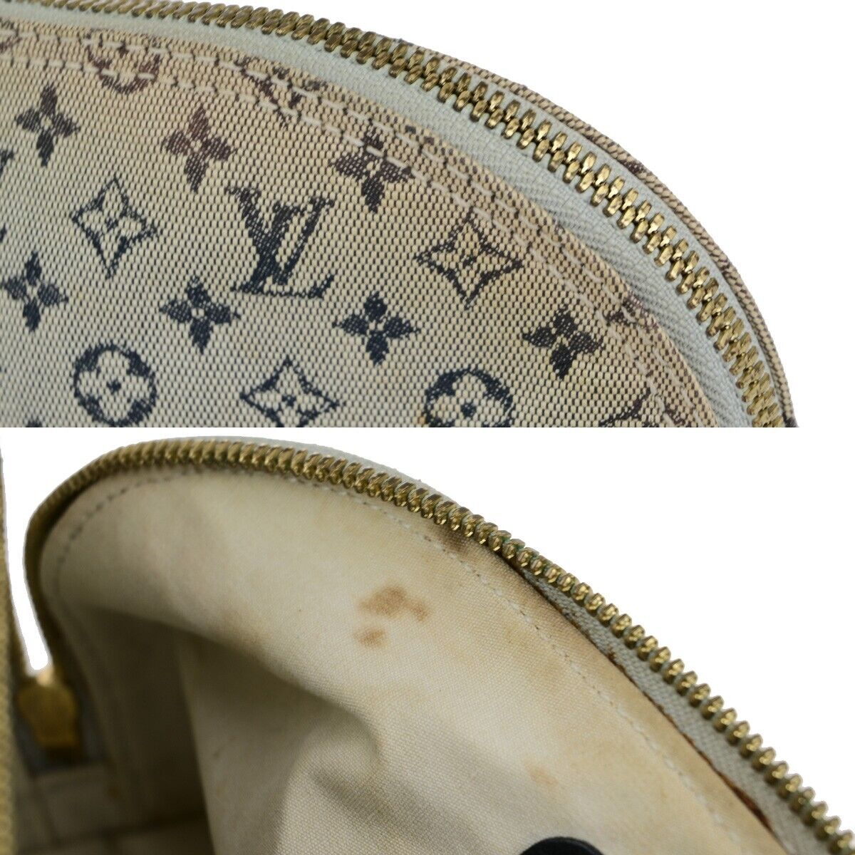 LOUIS VUITTON Logo Alma Long Hand Bag Monogram Mini Canvas Blue M92205 31ED365
