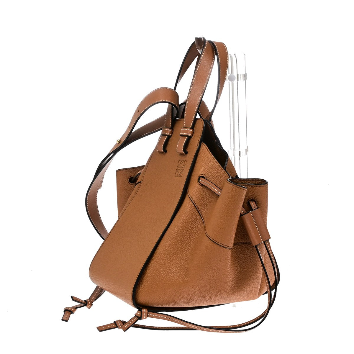 LOEWE Logo Hammock Small 2Way Shoulder Hand Bad Leather Brown GHW Spain 683RL069