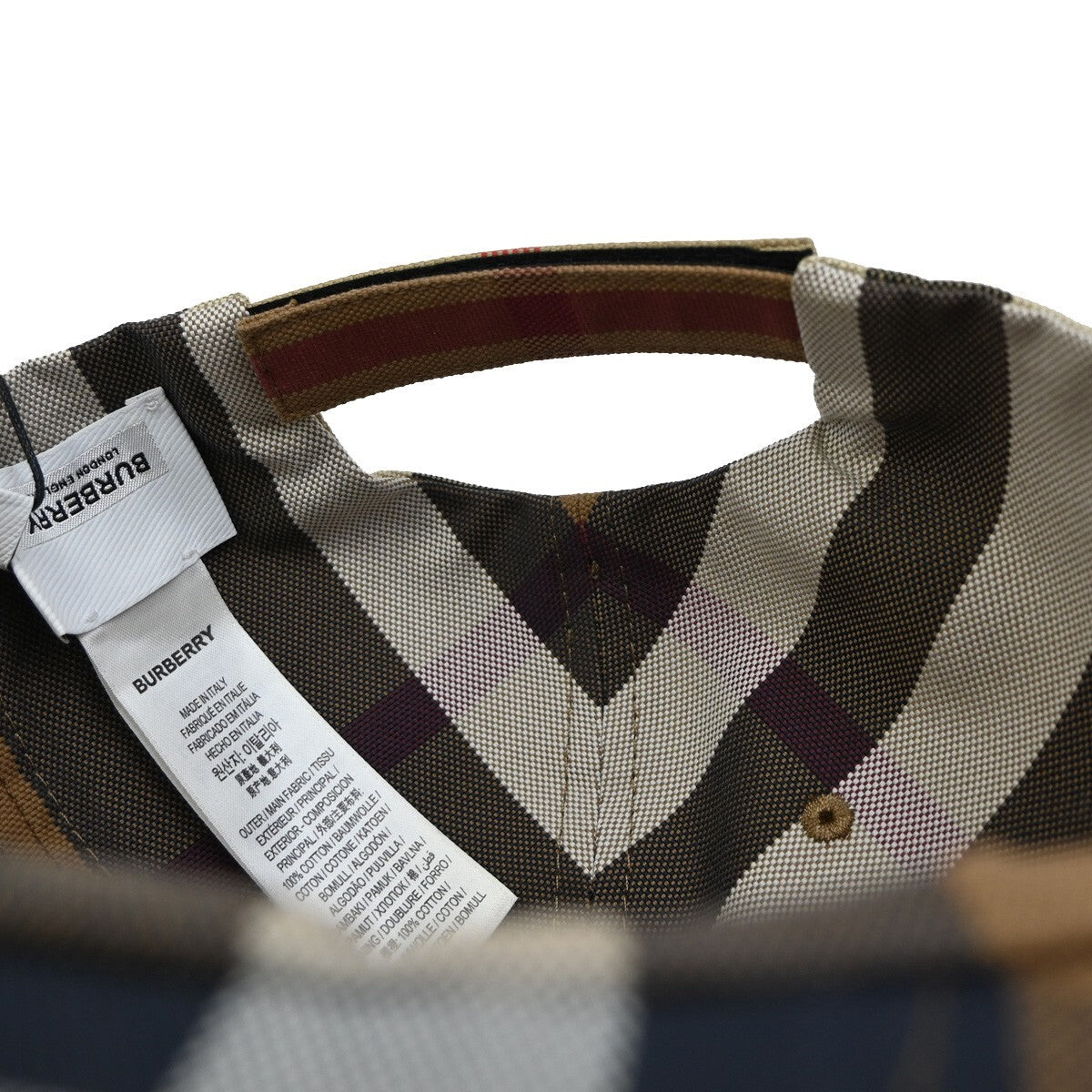 BURBERRY Logo Nova Check Baseball Hat Cap Size M Cotton Brown 69RF256