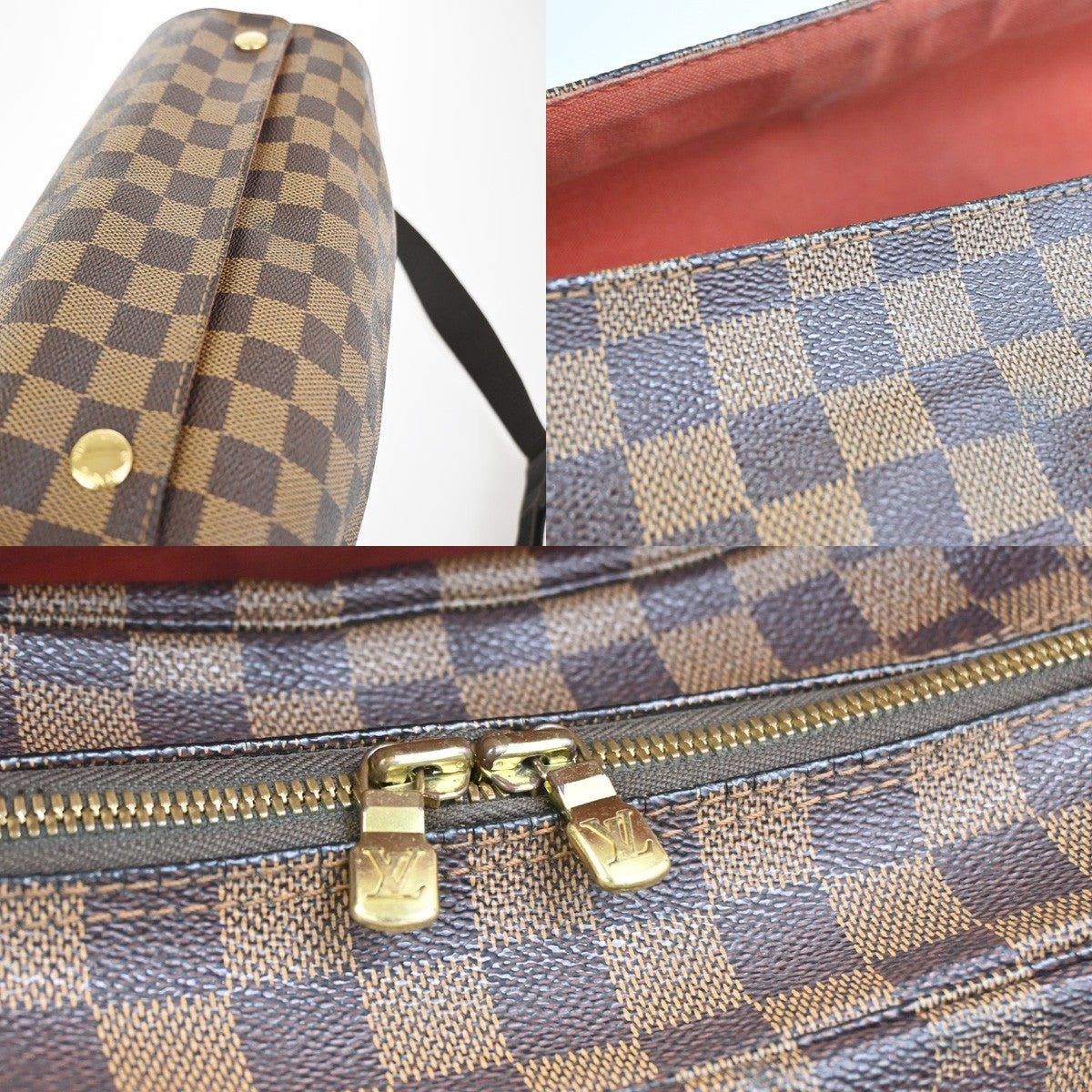 LOUIS VUITTON Naviglio Shoulder Bag Damier Ebene Leather Brown N45255 76YJ038