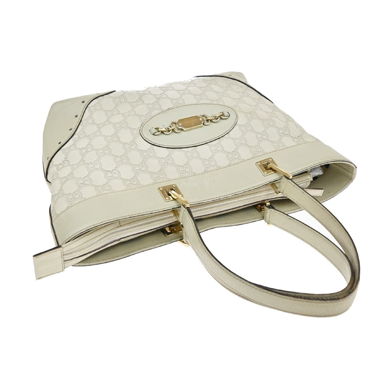 GUCCI GG Pattern Guccissima Shoulder Hand Bag Embossing Leather White 65EG400