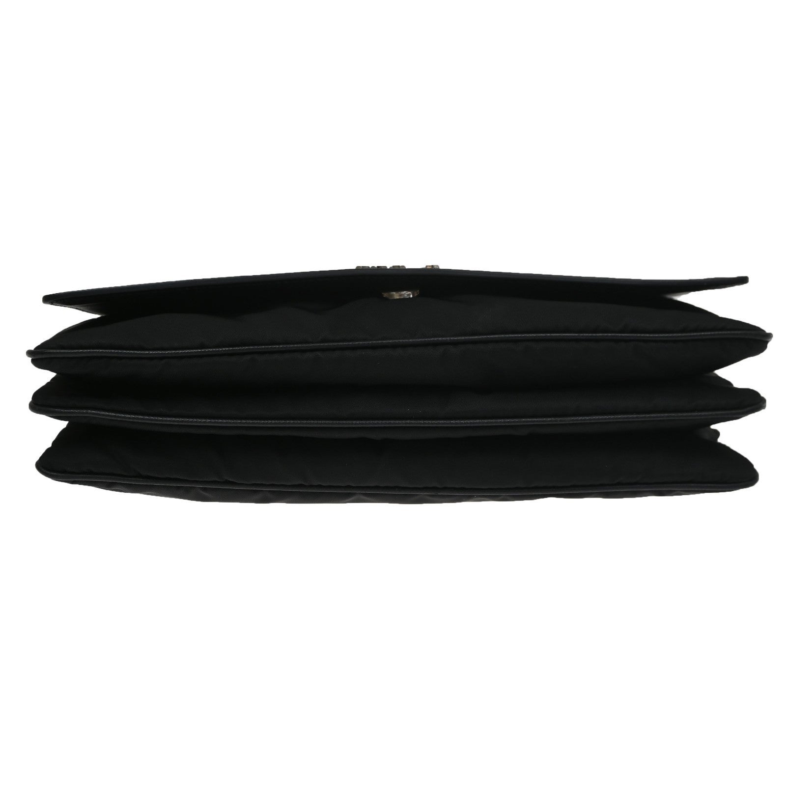 PRADA Saffiano Diagonal Chain Shoulder Bag Nylon Leather Black SHW 10KD064