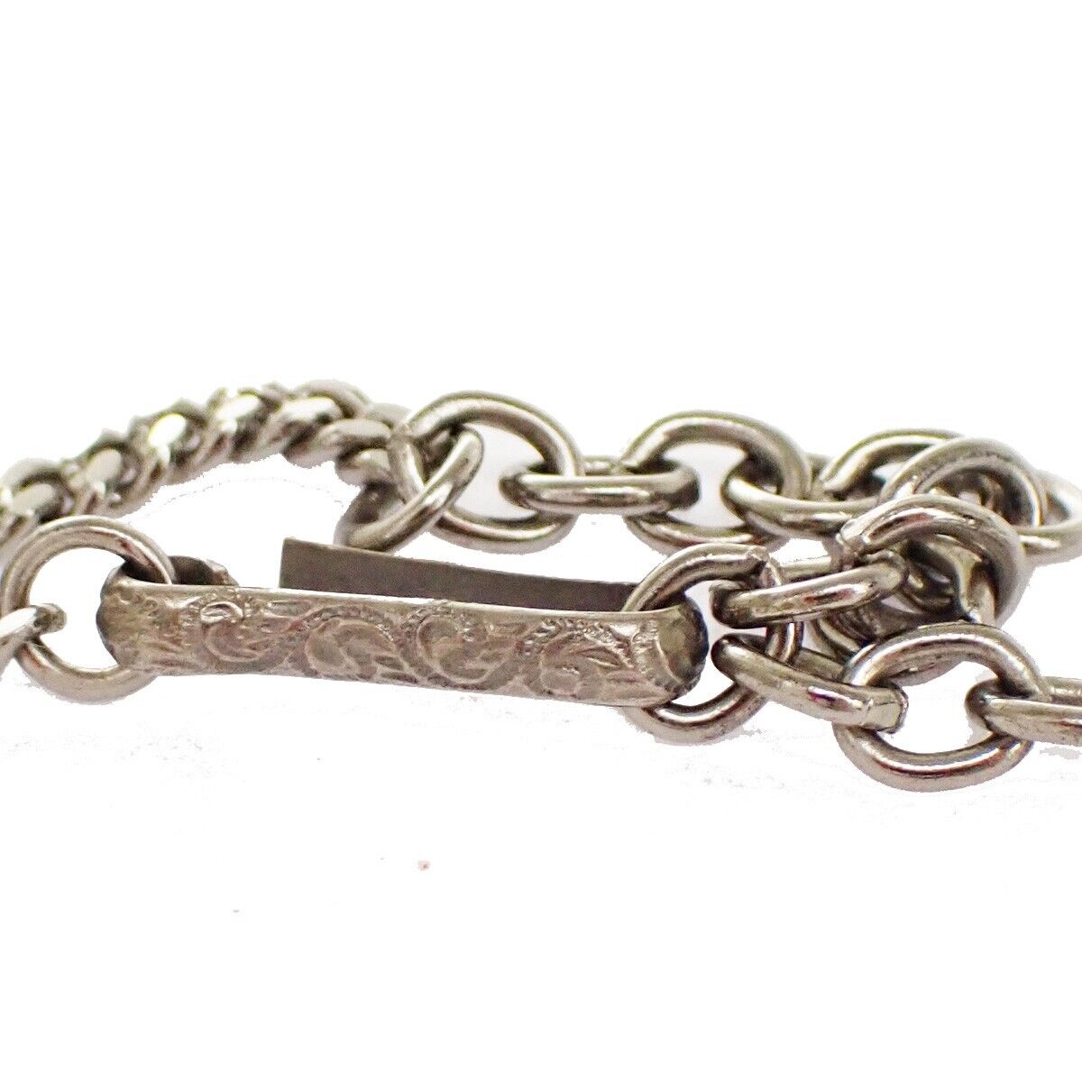 CHANEL CC Logo Chain Necklace Ball Pendant Plastic Silver Accessory 30GA772