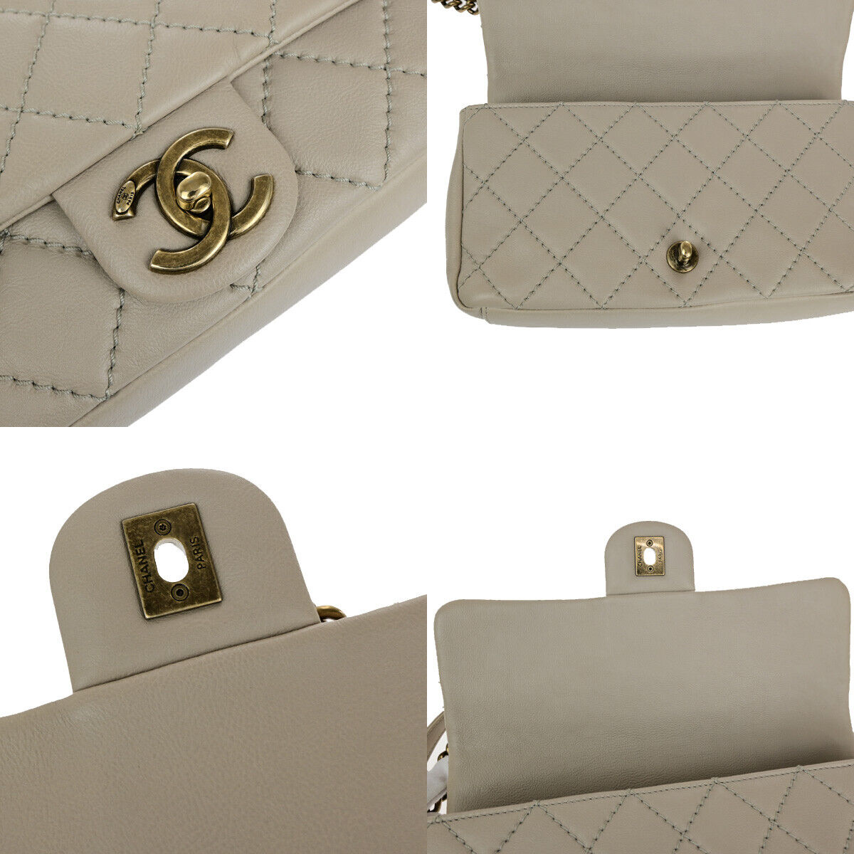 CHANEL CC Matelasse 25 2Way Chain Shoulder Hand Bag Leather Beige GHW 805RJ967