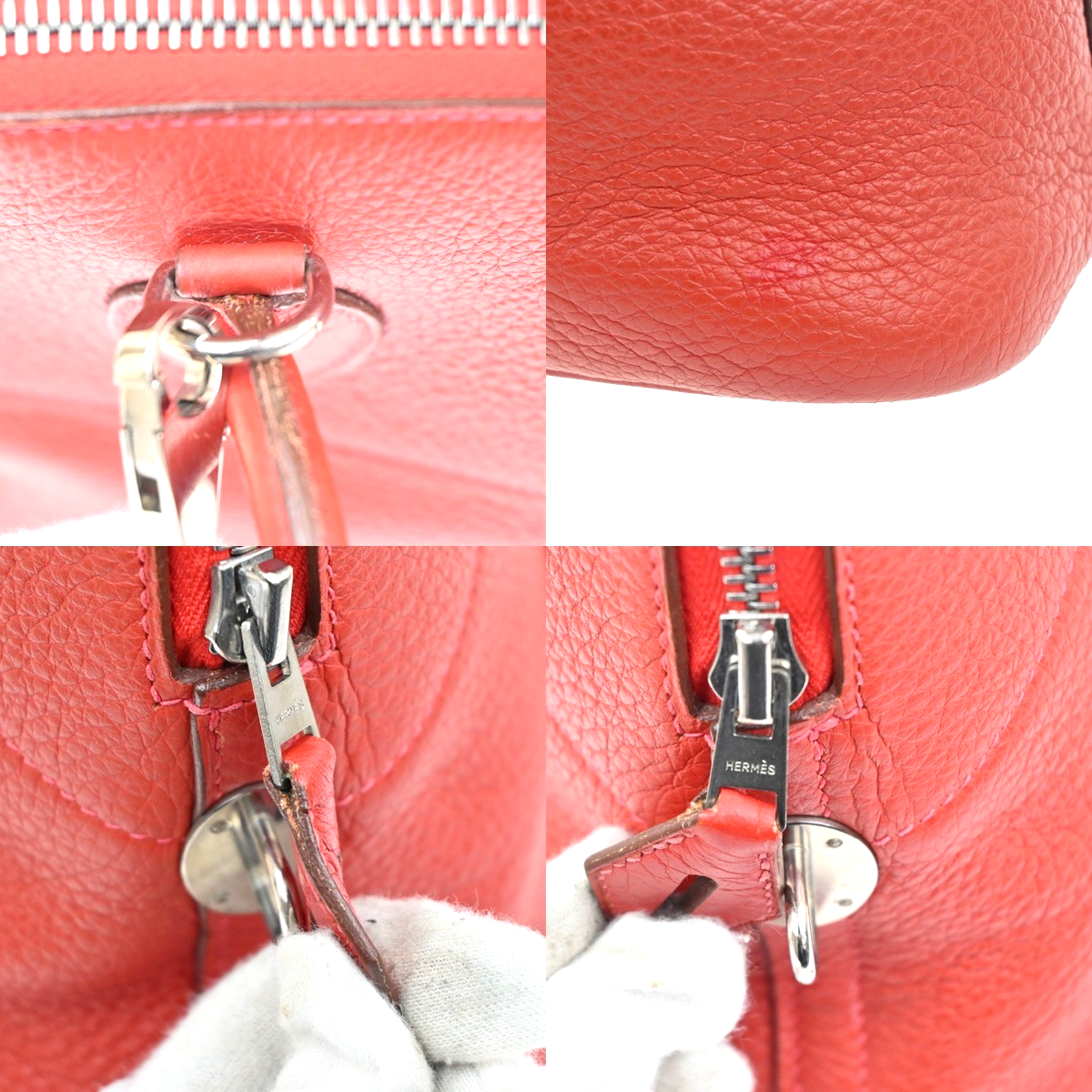 HERMES Bolide 35 2way Shoulder Hand Bag Taurillon Leather Red France 809RL943