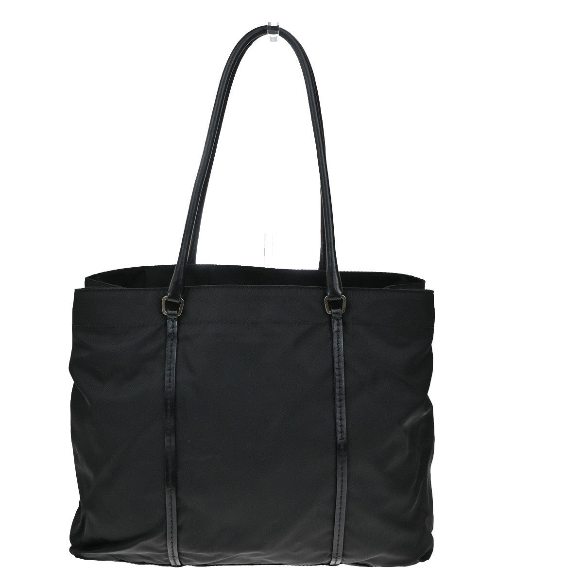 PRADA MILANO Logo Tessuto Shoulder Tote Bag Nylon Leather Black Nero 80KB461