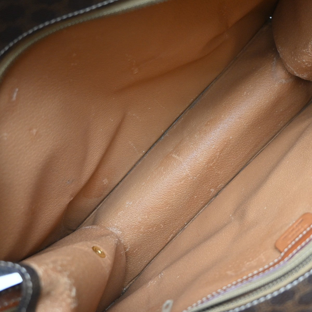 CELINE Logo Macadam Pattern Hand Bag PVC Leather Brown GHW Italy 60KP454
