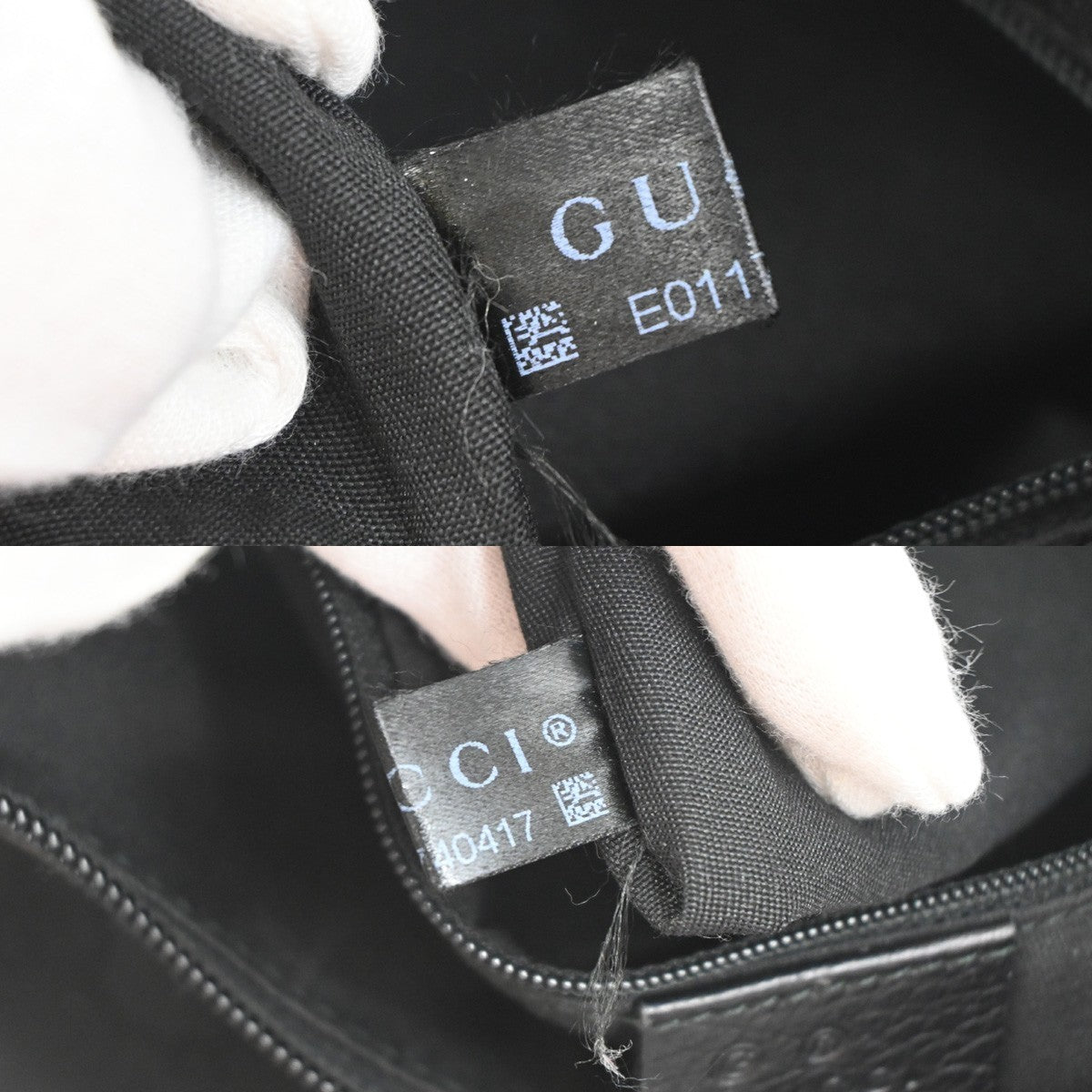 GUCCI Logo Abbey D-Ring GG Pattern Shoulder Bag Canvas Leather Black SHW 12ZA155