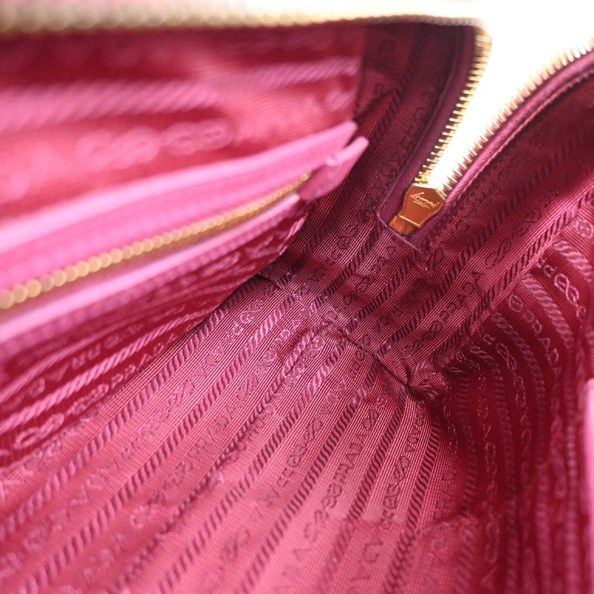 PRADA MILANO Logo 2Way Shoulder Hand Bag Saffiano Leather Pink Orange75KB303