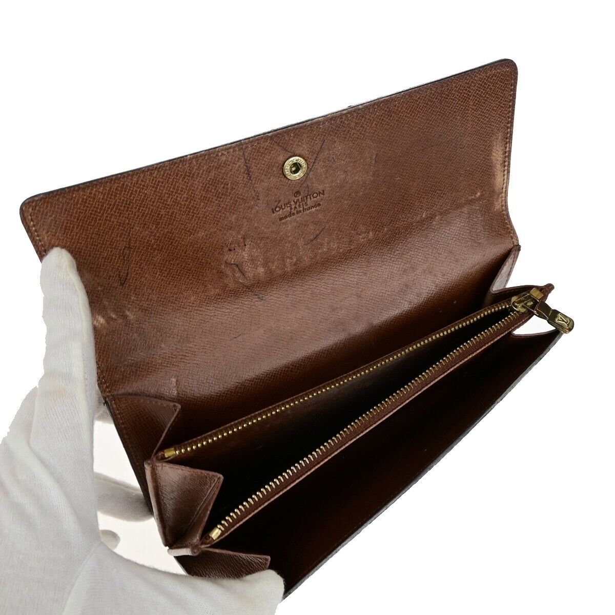 LOUIS VUITTON 3 Set Bifold Trifold Wallet Purse Monogram Leather Brown 60YG801