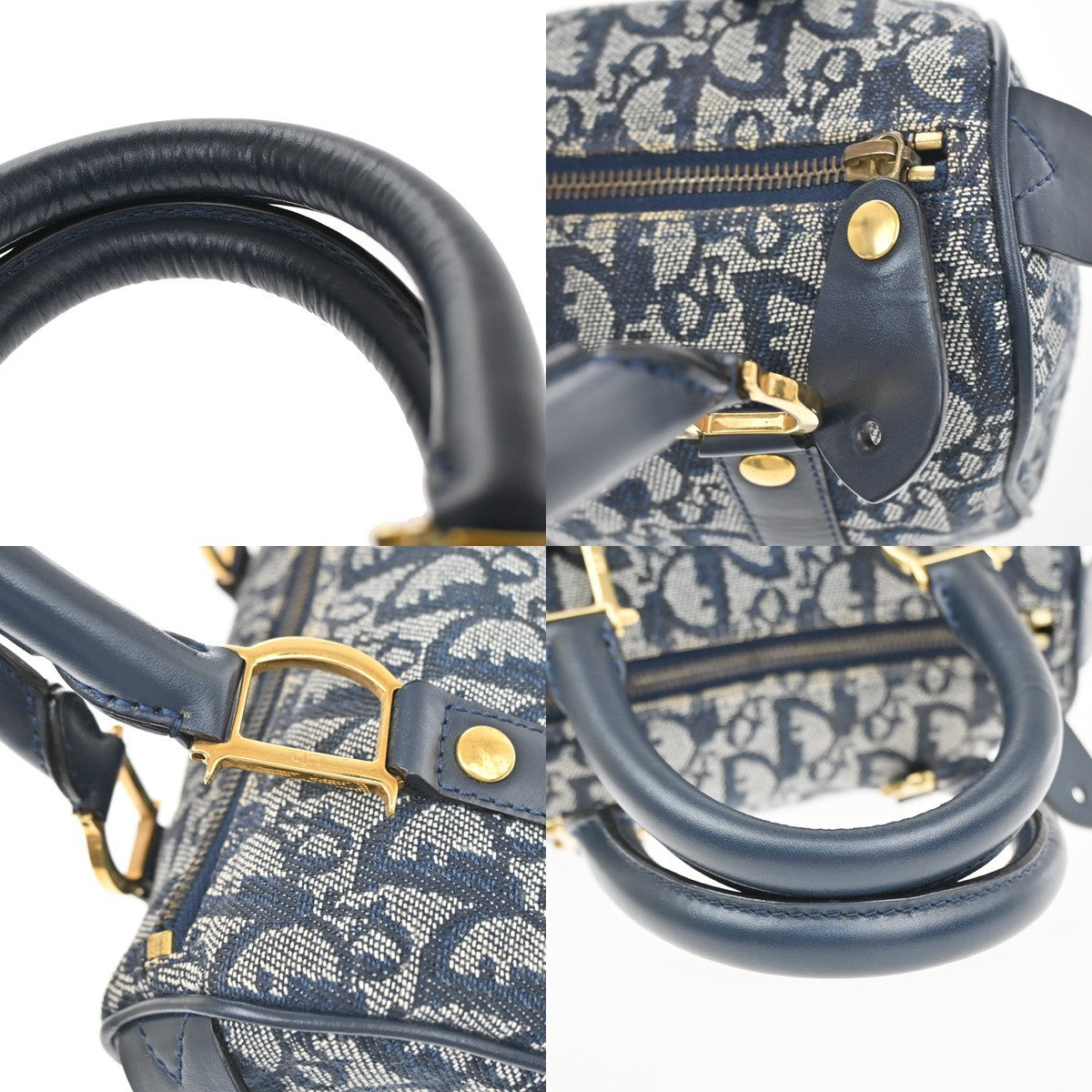 CHRISTIAN DIOR Logo Trotter Pattern Hand Bag Canvas Leather BE GHW 684RQ071