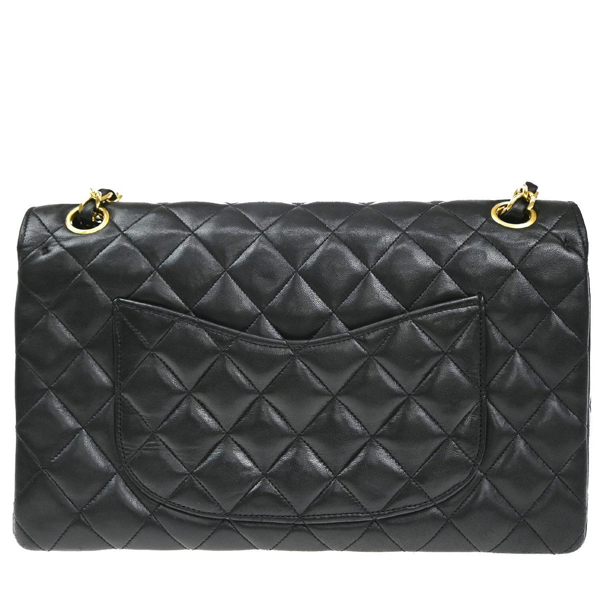 CHANEL CC Matelasse 25 Double Flap Chain Shoulder Bag Leather Black GHW 357RL460