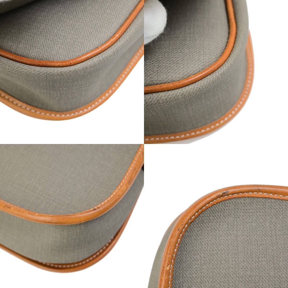 CHRISTIAN DIOR Logo Mini Shoulder Bag PVC Leather Gray Brown GHW France 60ED011