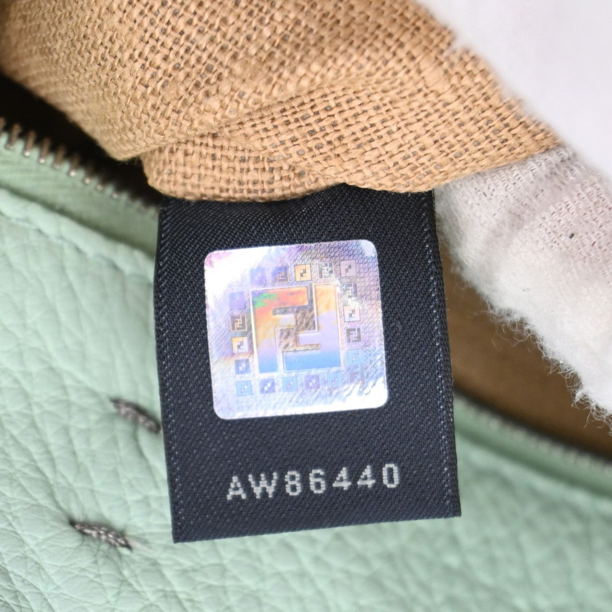 FENDI Selleria Logo Shoulder Tote Hand Bag Leather Green Italy 87MA292