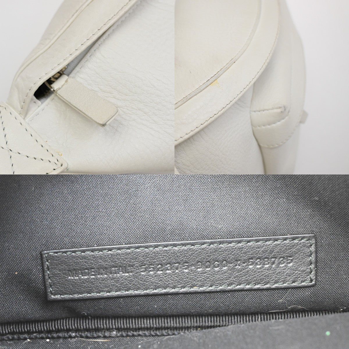 BALENCIAGA Logo Everyday Shoulder Body Bag Leather White SHW Italy 87YH645