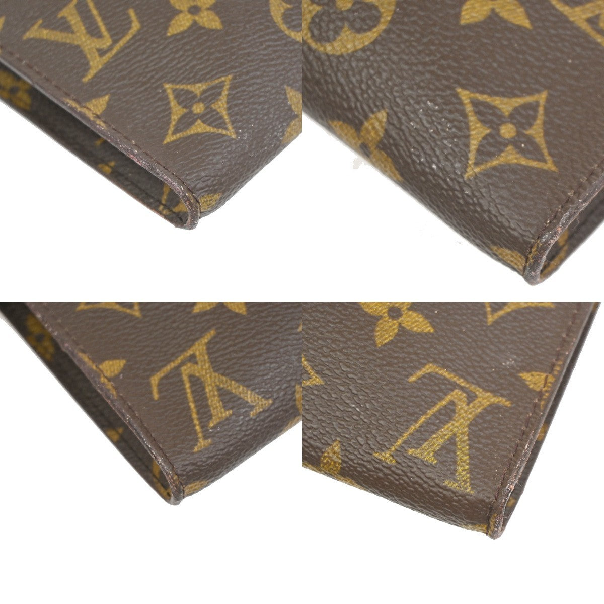 LOUIS VUITTON Logo BUCKET GM Pouch Bag Monogram Leather Brown France 60ZA160