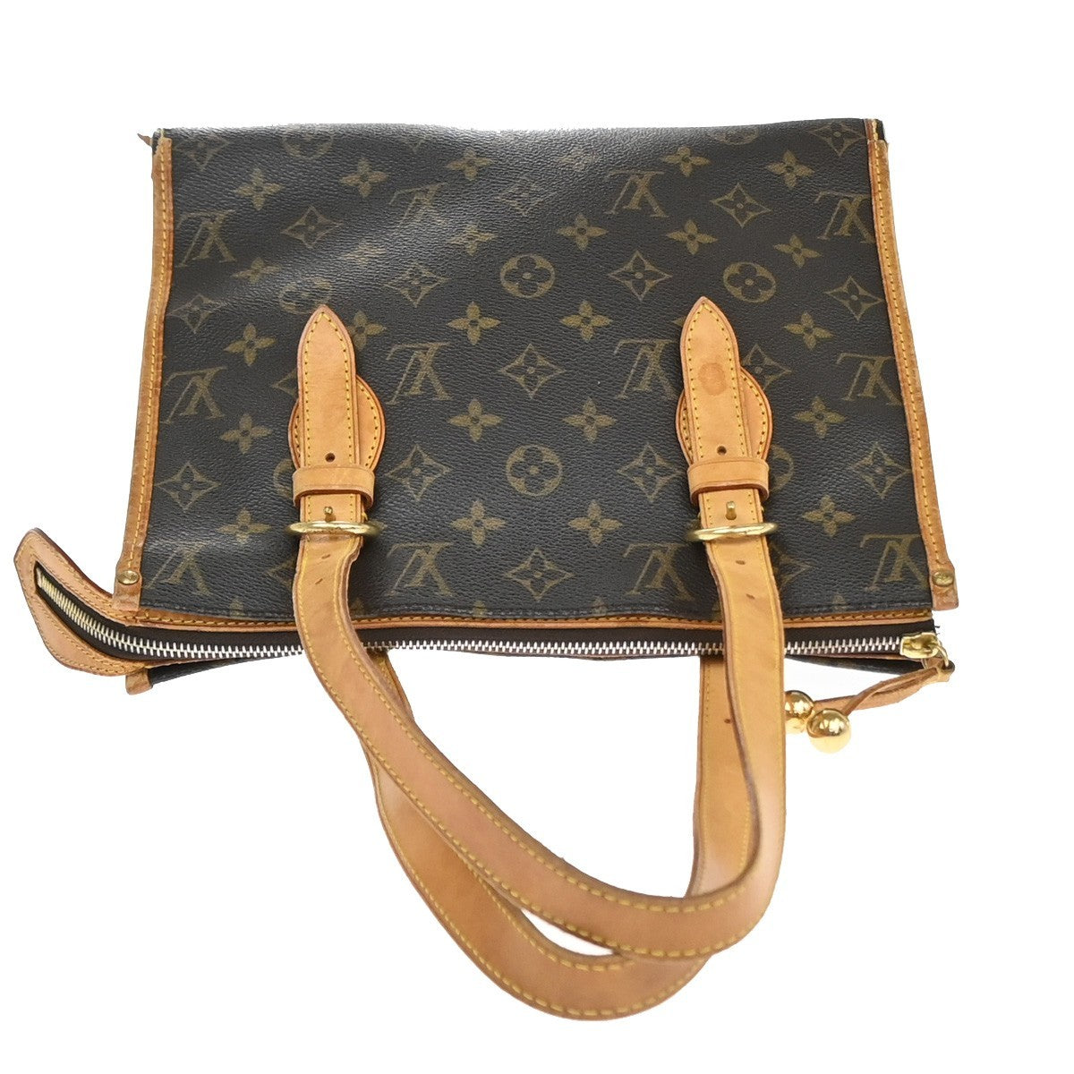 LOUIS VUITTON Popincourt Haut Shoulder Bag Monogram Leather Brown M40007 32YJ096