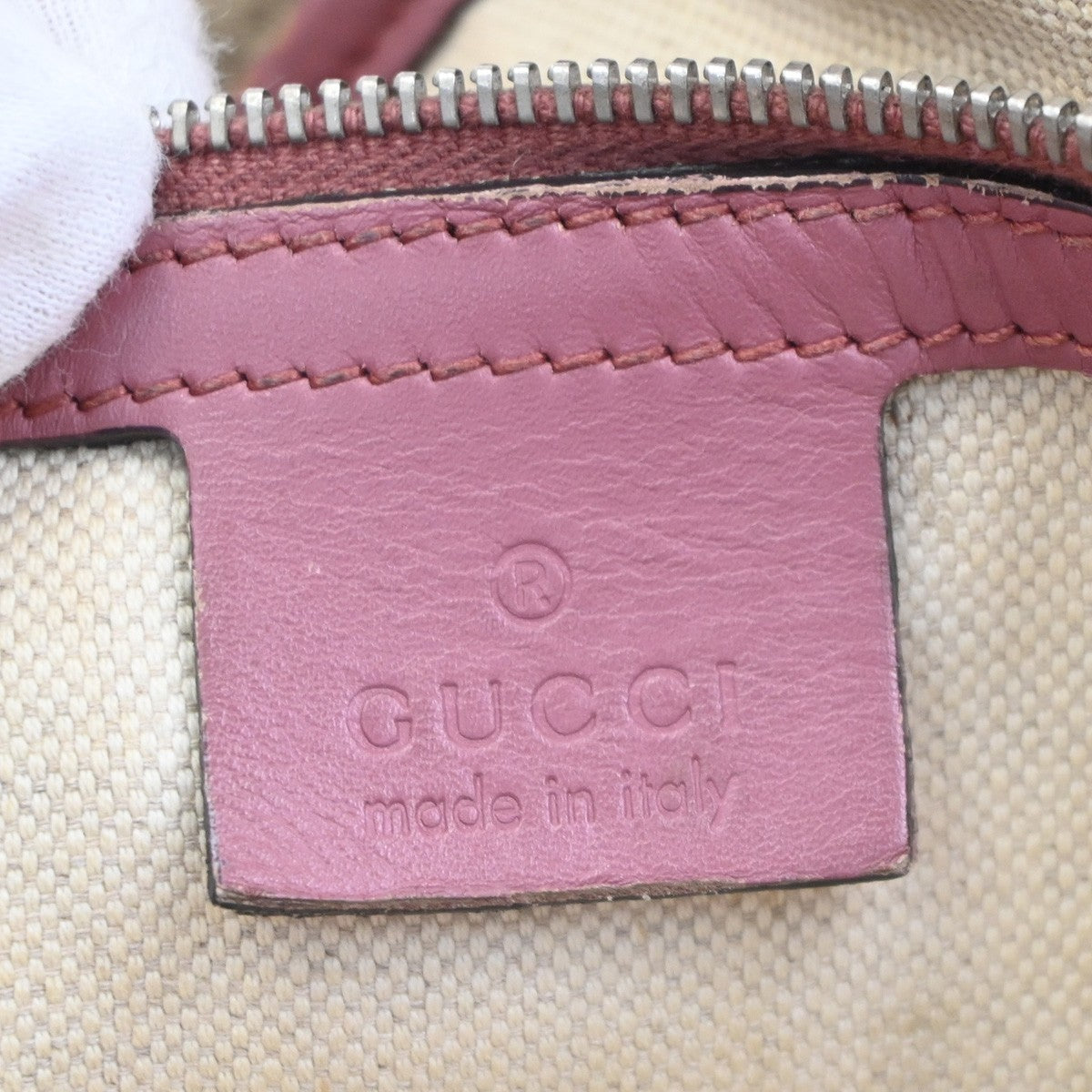 GUCCI GG Canvas Shoulder Tote Bag Leather Canvas Beige Pink Italy 02CB011