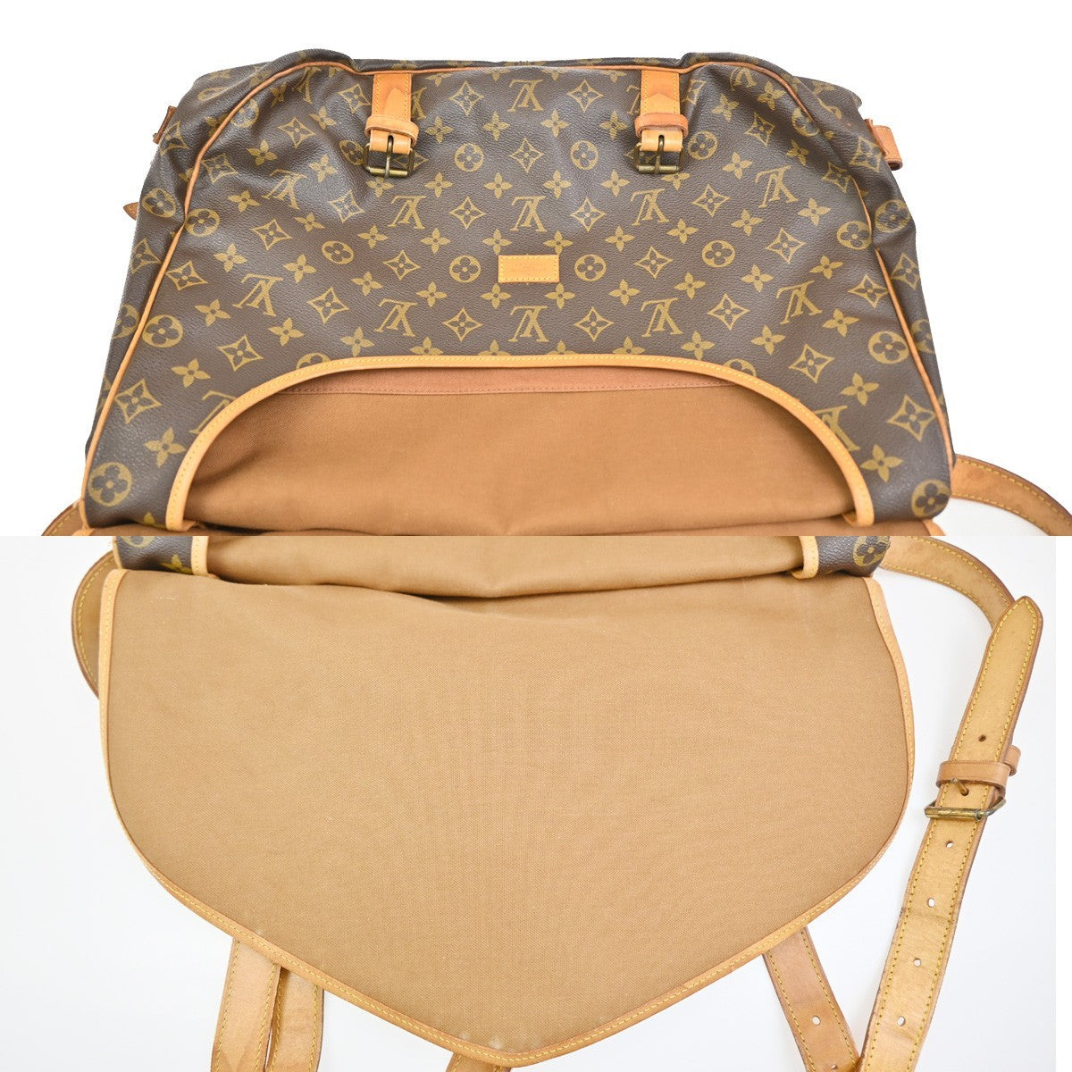 LOUIS VUITTON Logo Saumur 43 Shoulder Bag Monogram Leather Brown M42252 84ZA235