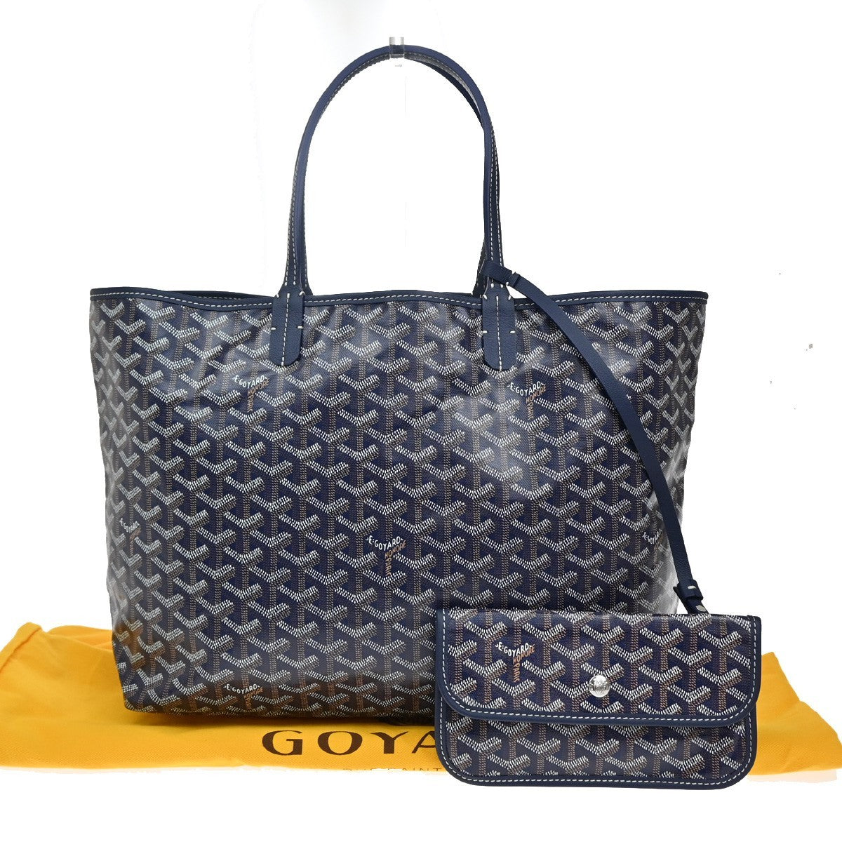 GOYARD Logo Saint Louis Small Shoulder Tote Bag Pouch Canvas Leather BE 357LC557