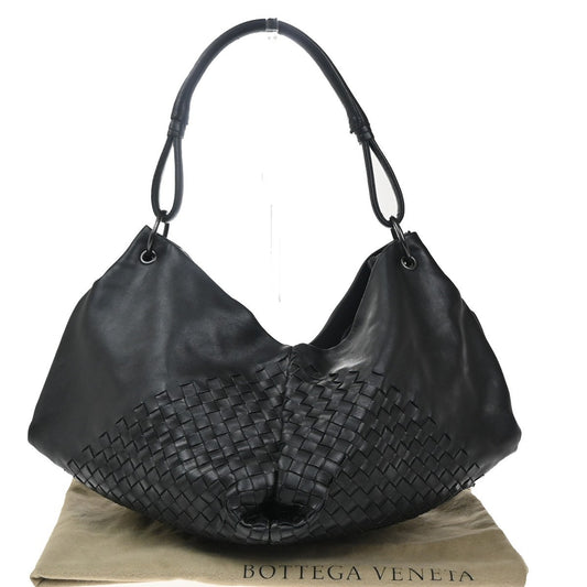 BOTTEGA VENETA Intrecciato Logo Shoulder Bag Leather Black Italy 667RL737