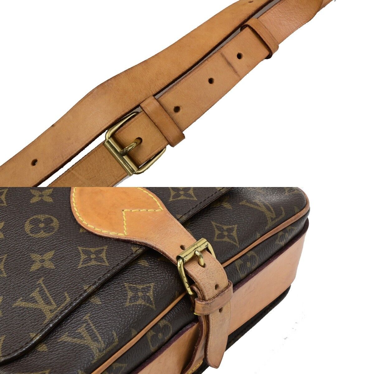 LOUIS VUITTON Cartouchiere GM Shoulder Bag Monogram Leather Brown M51252 73ED379