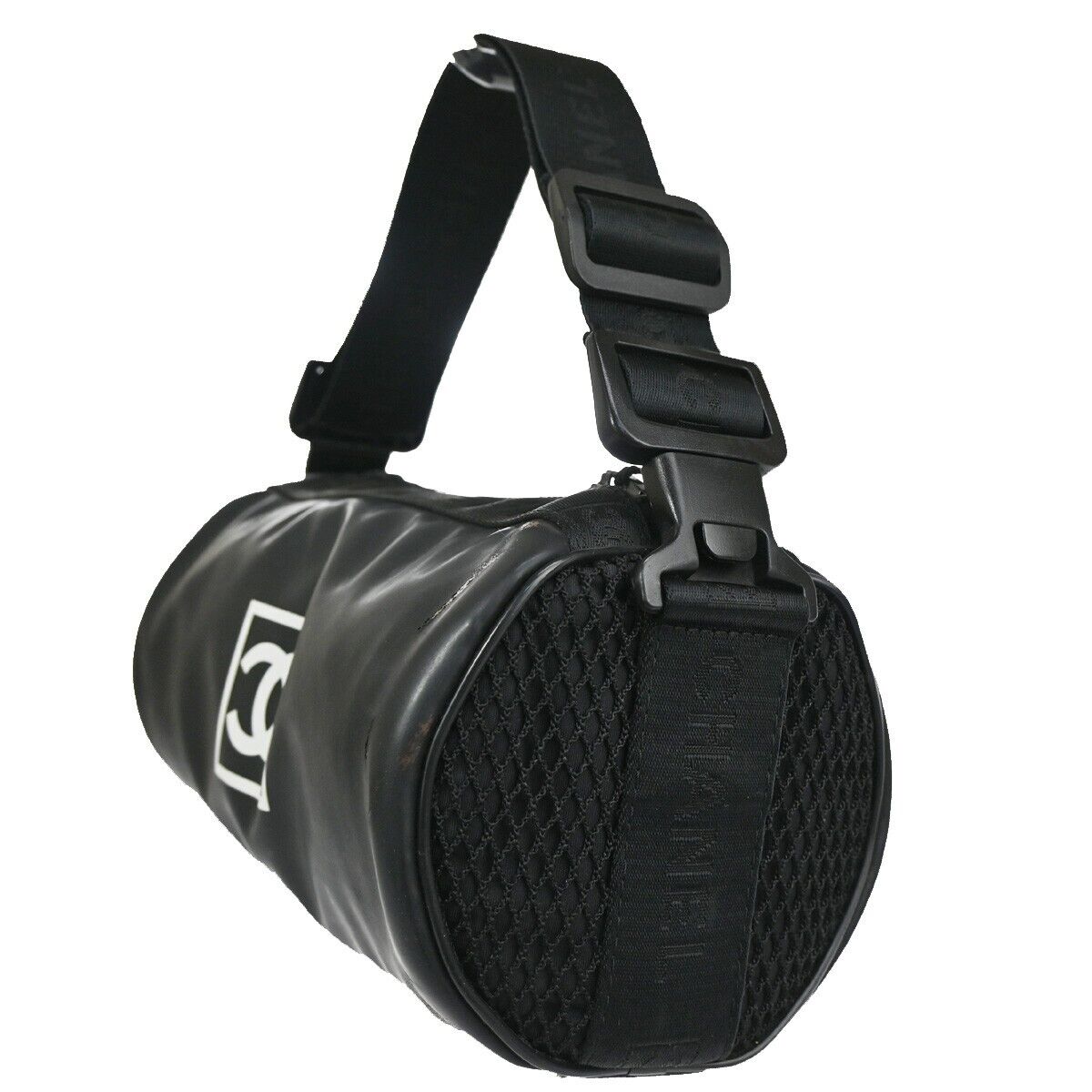 CHANEL Sport CC Logo Shoulder Bag Rubber Canvas Black Made In Italy 87YD140