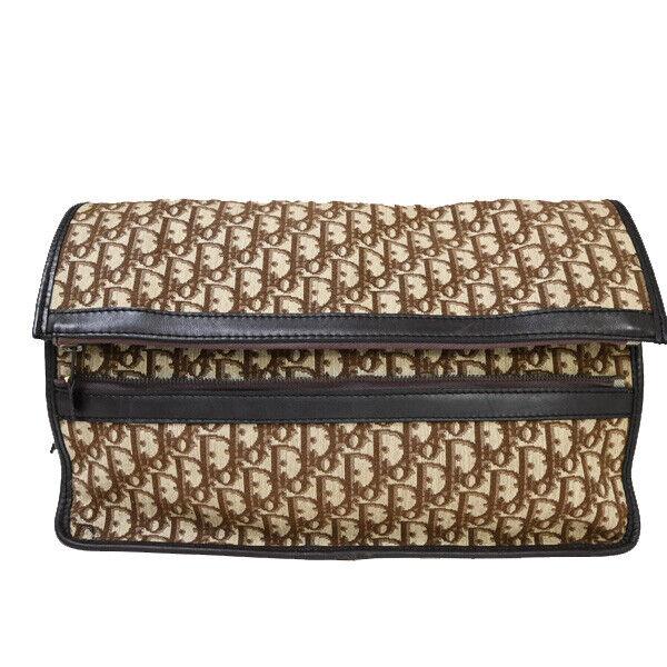 CHRISTIAN DIOR Trotter Pattern Shoulder Bag Canvas Leather Brown France 70YE331