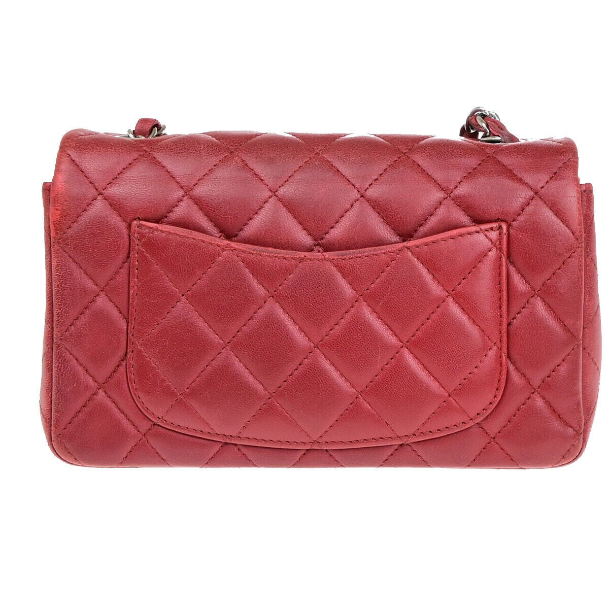 CHANEL CC Mini Matelasse Chain Shoulder Bag Leather Red SHW Italy 321RK069