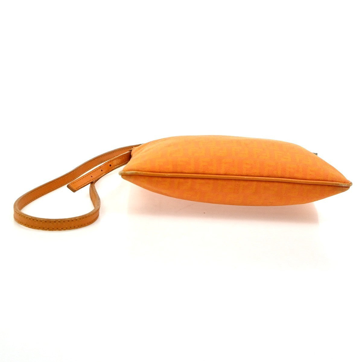FENDI Zucchino Mini Crossbody Shoulder Bag Canvas Leather Orange Italy 62YH981