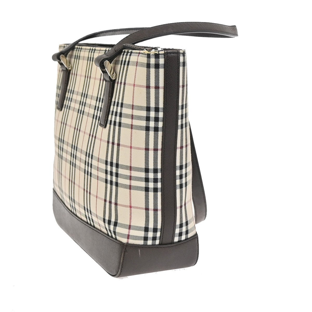 BURBERRY Nova Check Pattern Shoulder Bag Canvas Leather Brown Beige SHW 65KD026