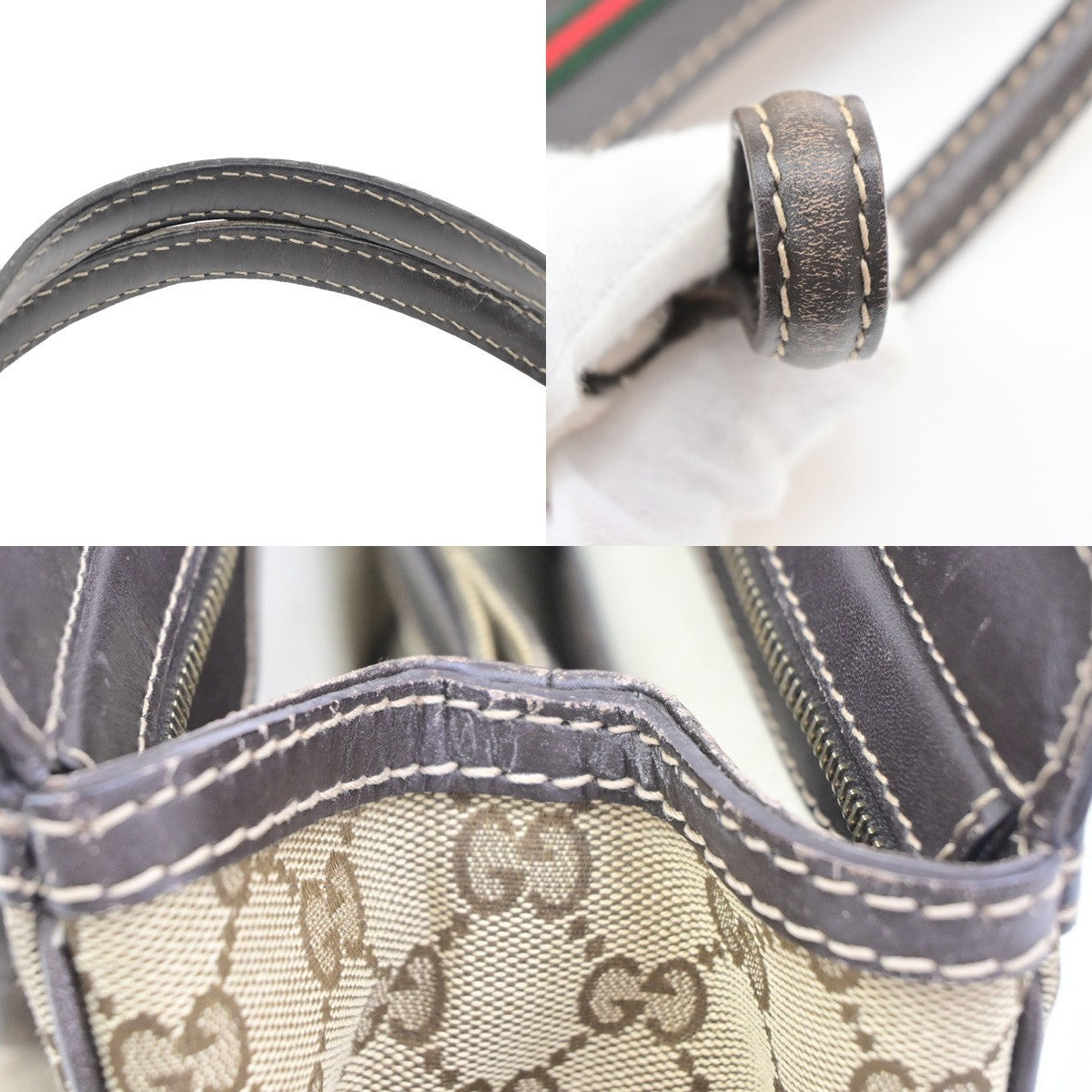 Gucci Logo Mayfair Bow Tote Bag GG Canvas Leather Beige/Brown GHW Italy 75PA125