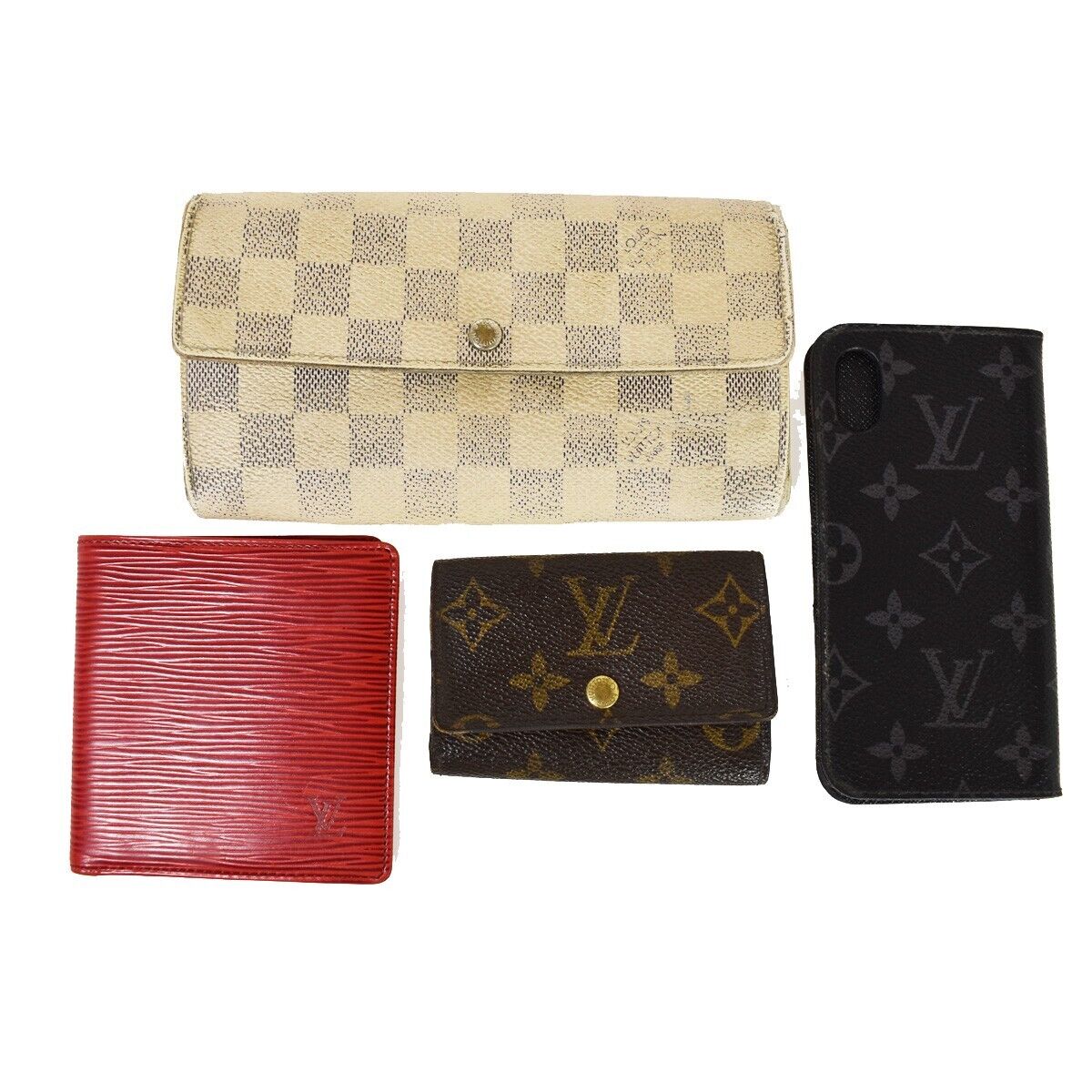 LOUIS VUITTON 4 Set Wallet Key iPhone Case X Monogram Eclipse Azur epi 60YC310
