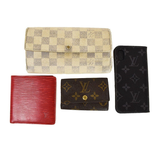 LOUIS VUITTON 4 Set Wallet Key iPhone Case X Monogram Eclipse Azur epi 60YC310