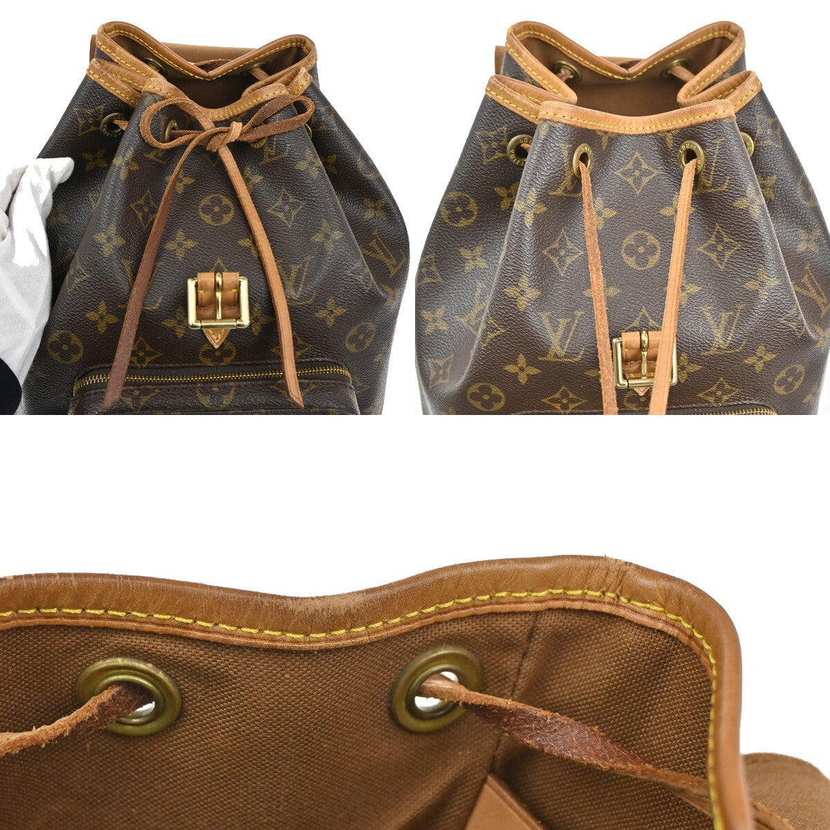 LOUIS VUITTON Montsouris MM Backpack Bag Monogram Leather Brown M51136 97EE233
