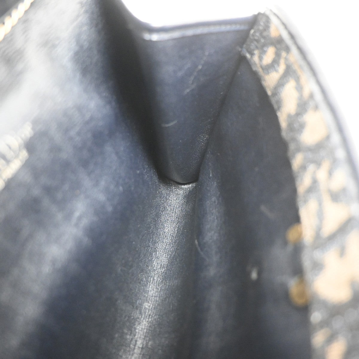 CHRISTIAN DIOR Trotter Chain Shoulder Bag Canvas Leather Blue France 64MA652