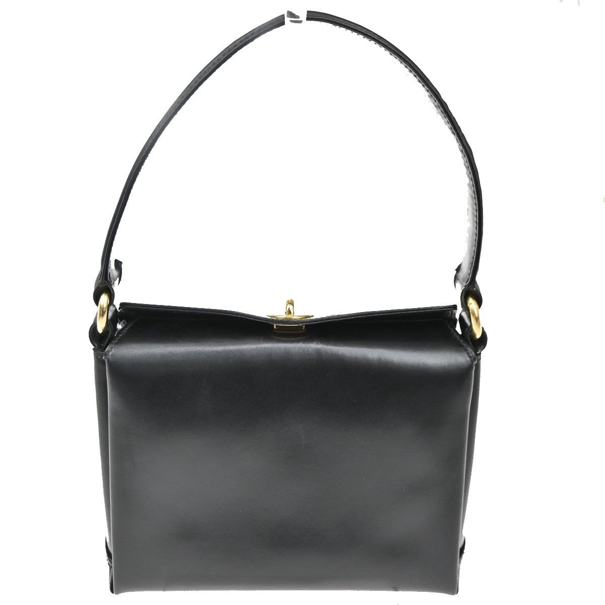 GUCCI Top Handle Hand Bag Leather Black GHW Italy 85TA438