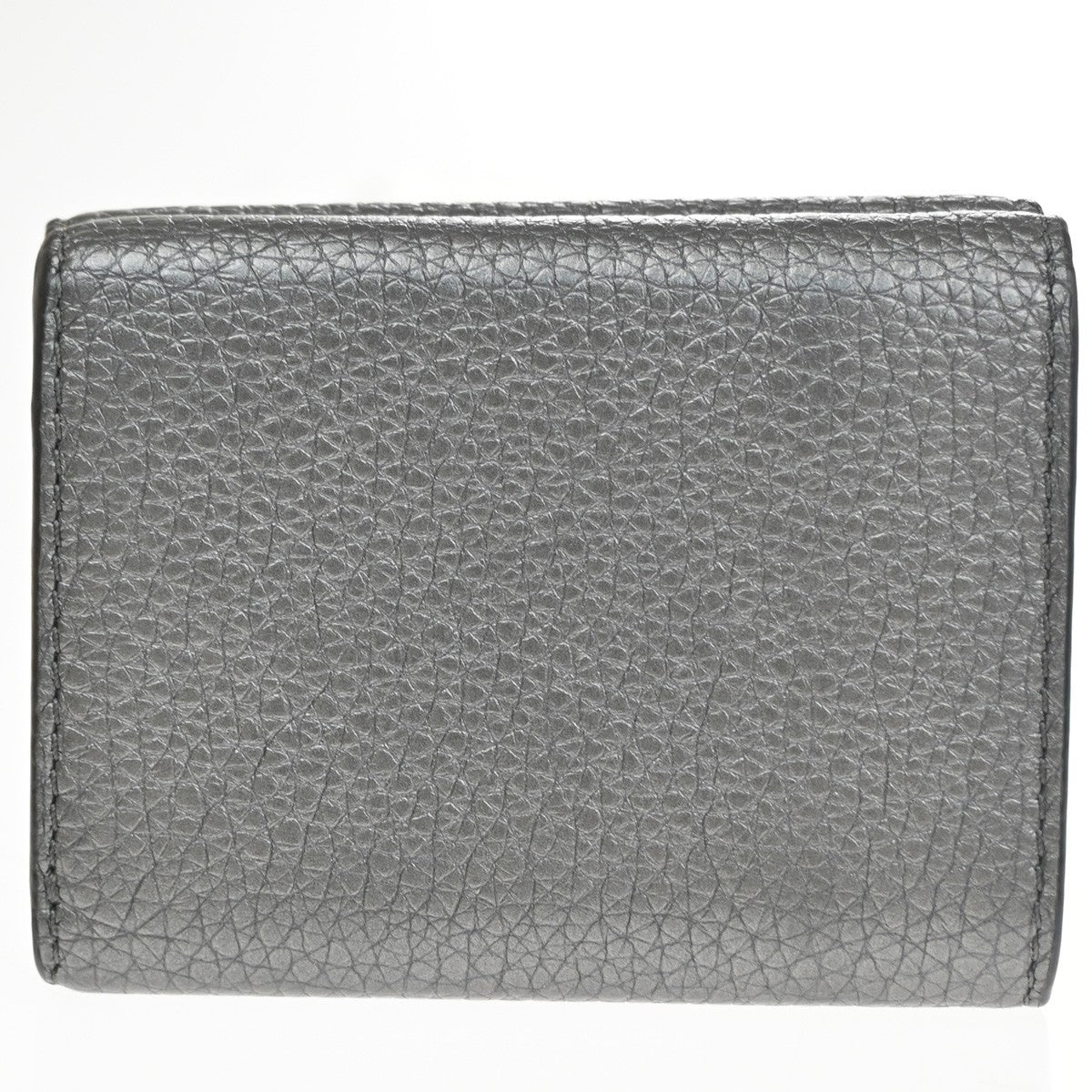 FENDI Logo Mini Trifold Campact Wallet Purse Leather Gray SHW Italy 31CA863