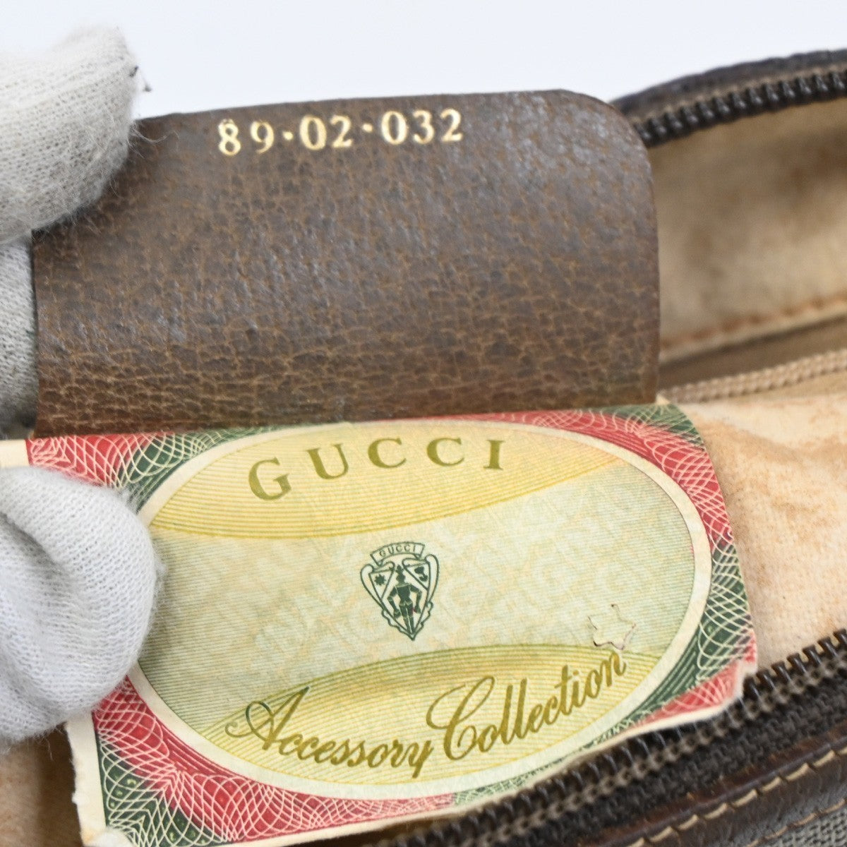 GUCCI Old Gucci Sherry Line Shoulder Bag PVC Leather Beige Italy 38MA031